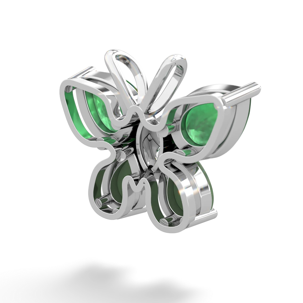 Emerald Butterfly 14K White Gold pendant P2215