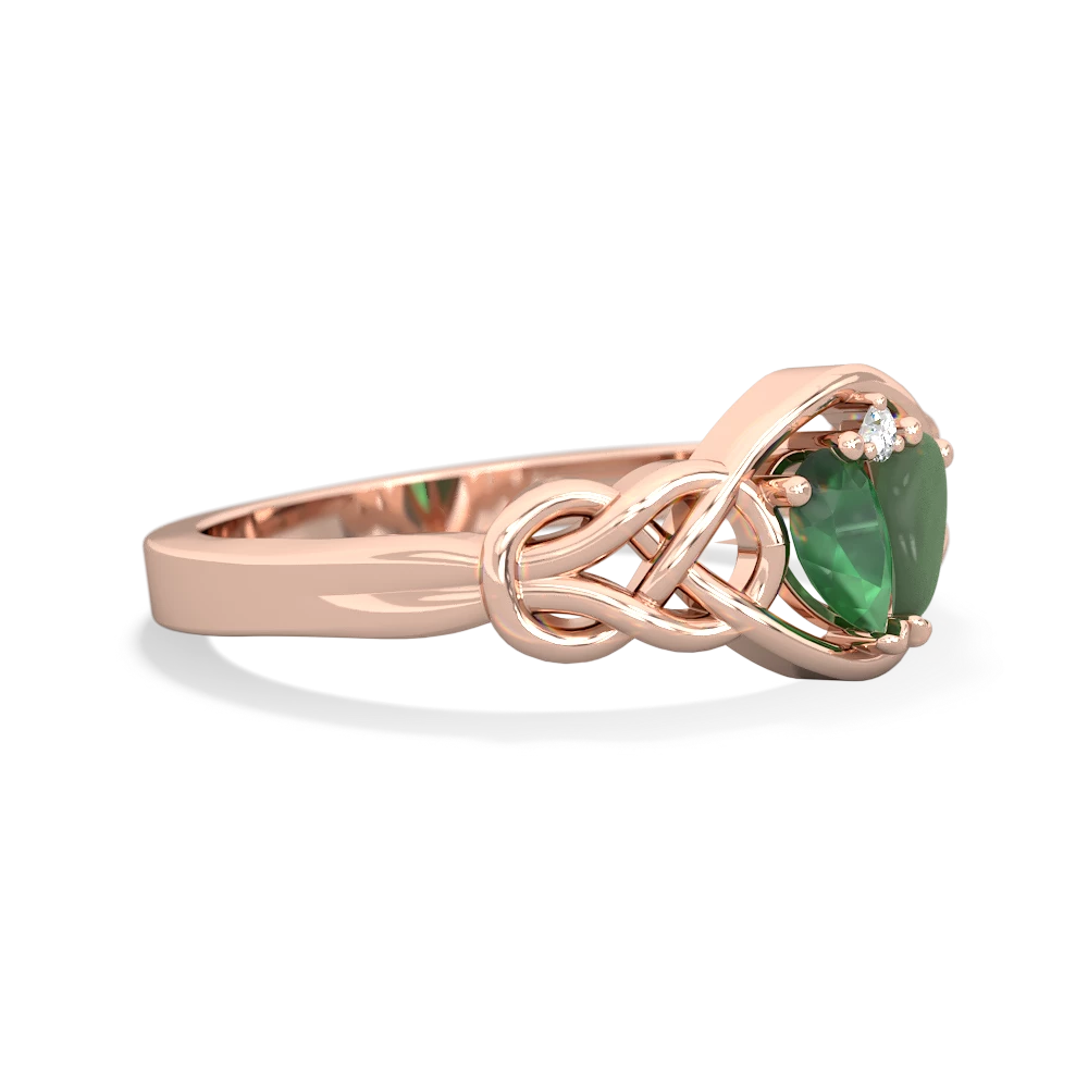 Emerald Celtic Love Knot 14K Rose Gold ring R5420