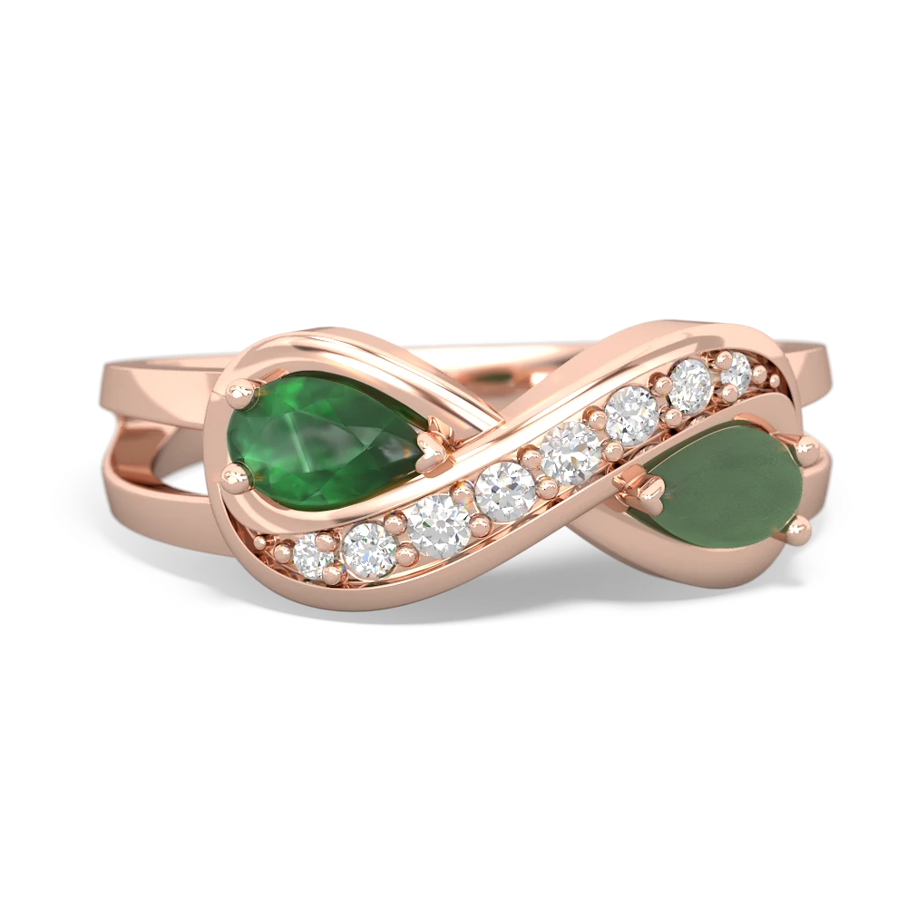 Emerald Diamond Infinity 14K Rose Gold ring R5390