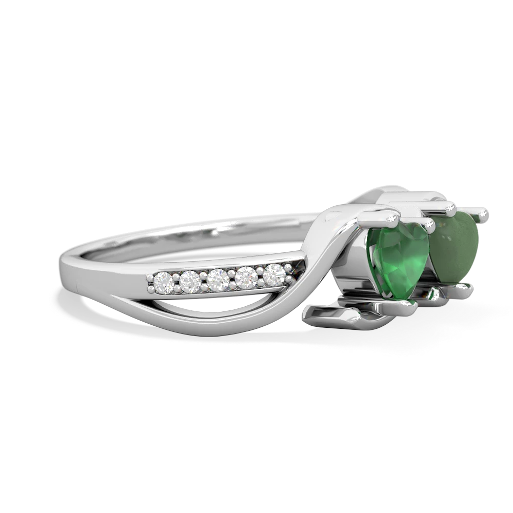 Emerald Side By Side 14K White Gold ring R3090