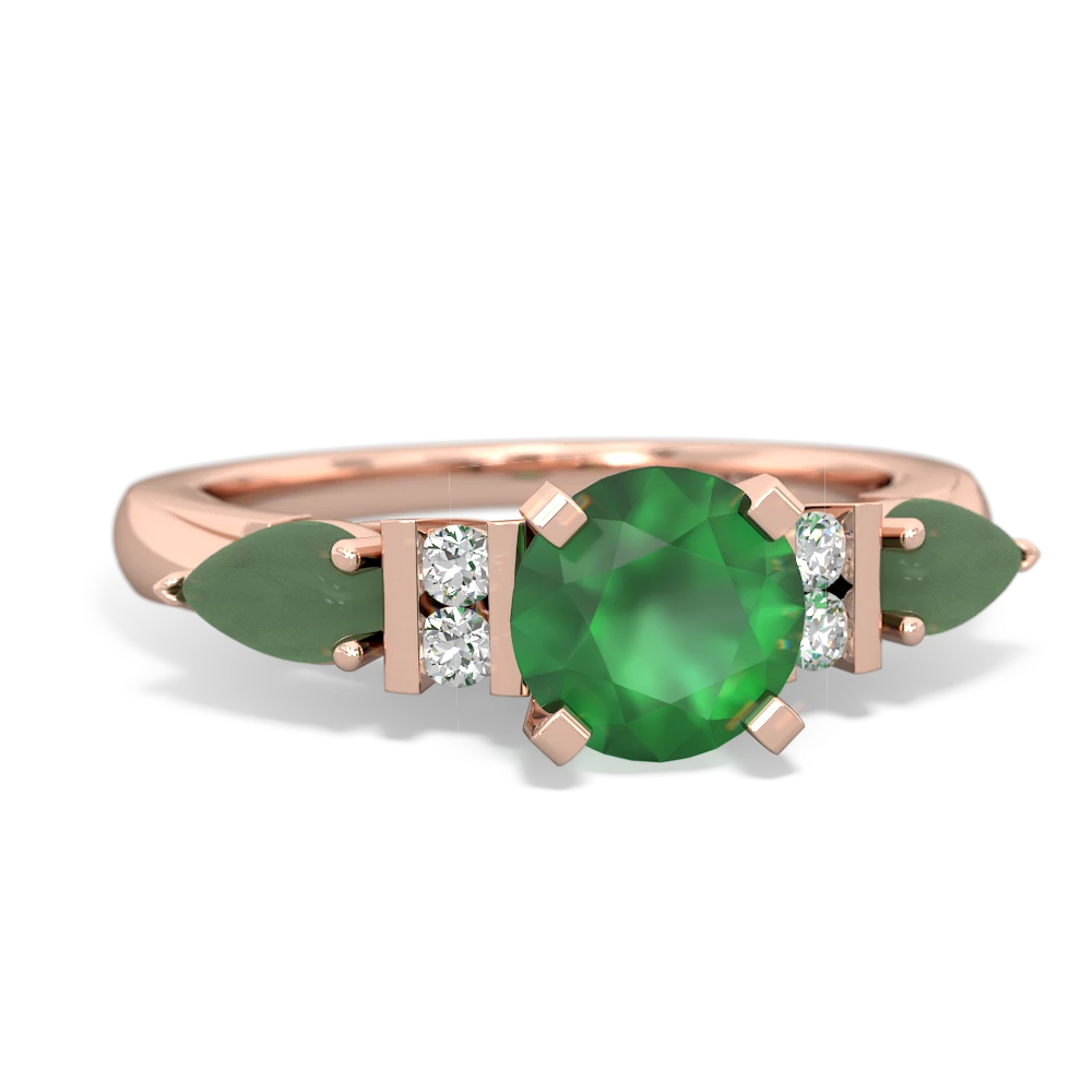 Emerald 6Mm Round Eternal Embrace Engagement 14K Rose Gold ring R2005