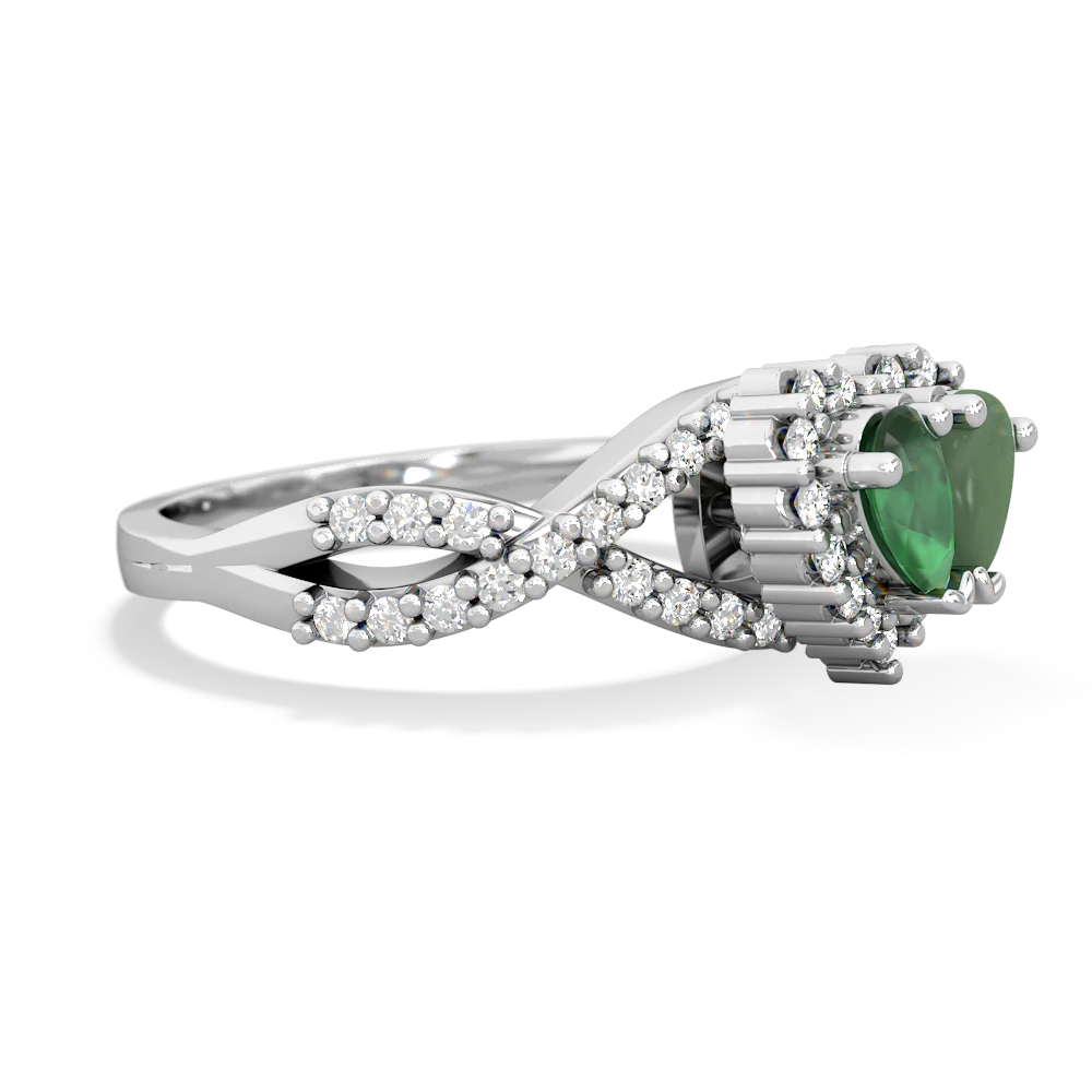 Emerald Diamond Twist 'One Heart' 14K White Gold ring R2640HRT