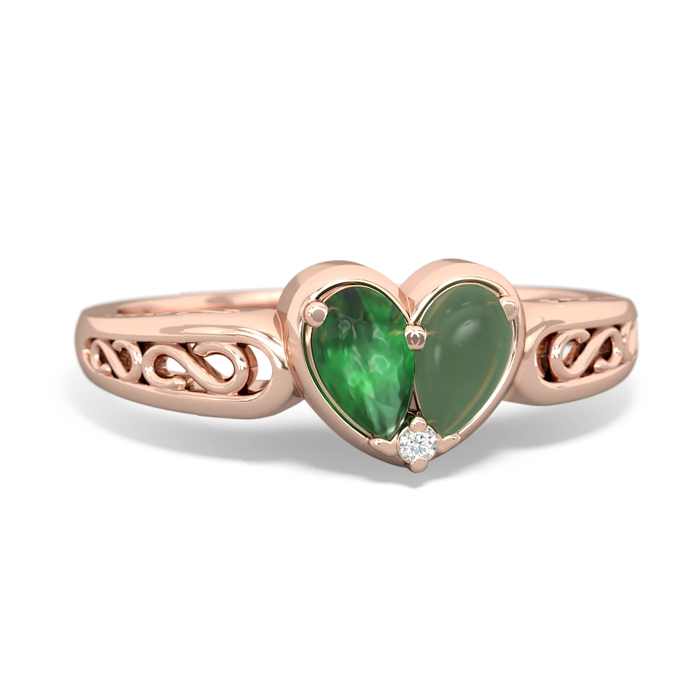 Emerald Filligree 'One Heart' 14K Rose Gold ring R5070