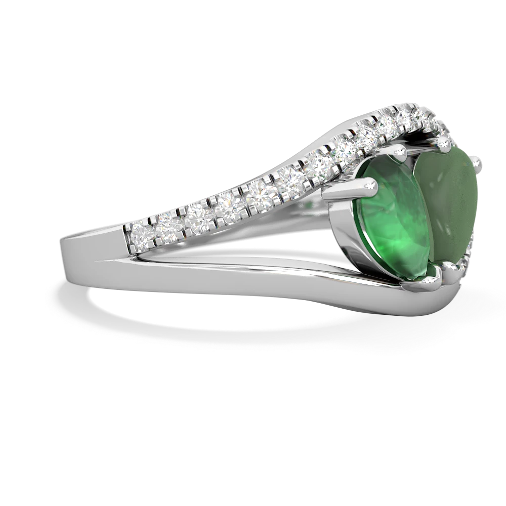 Emerald Nestled Heart Keepsake 14K White Gold ring R5650