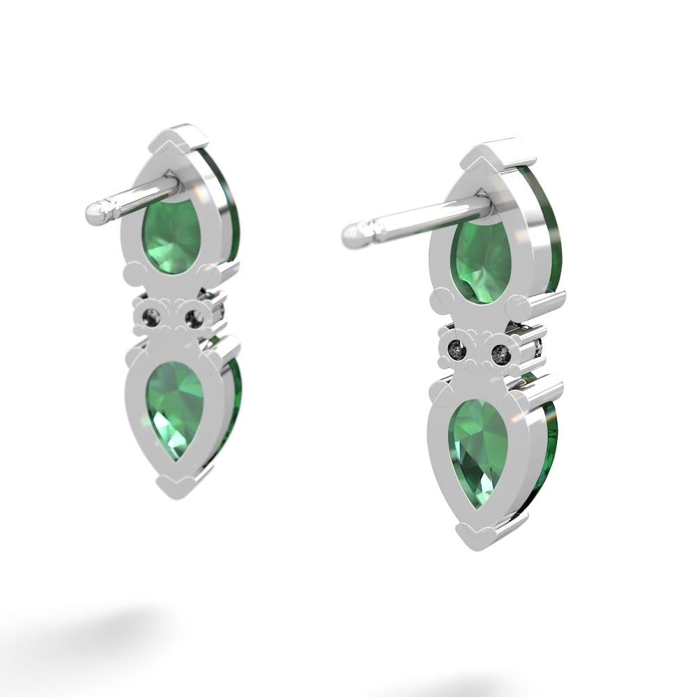 Emerald Bowtie Drop 14K White Gold earrings E0865