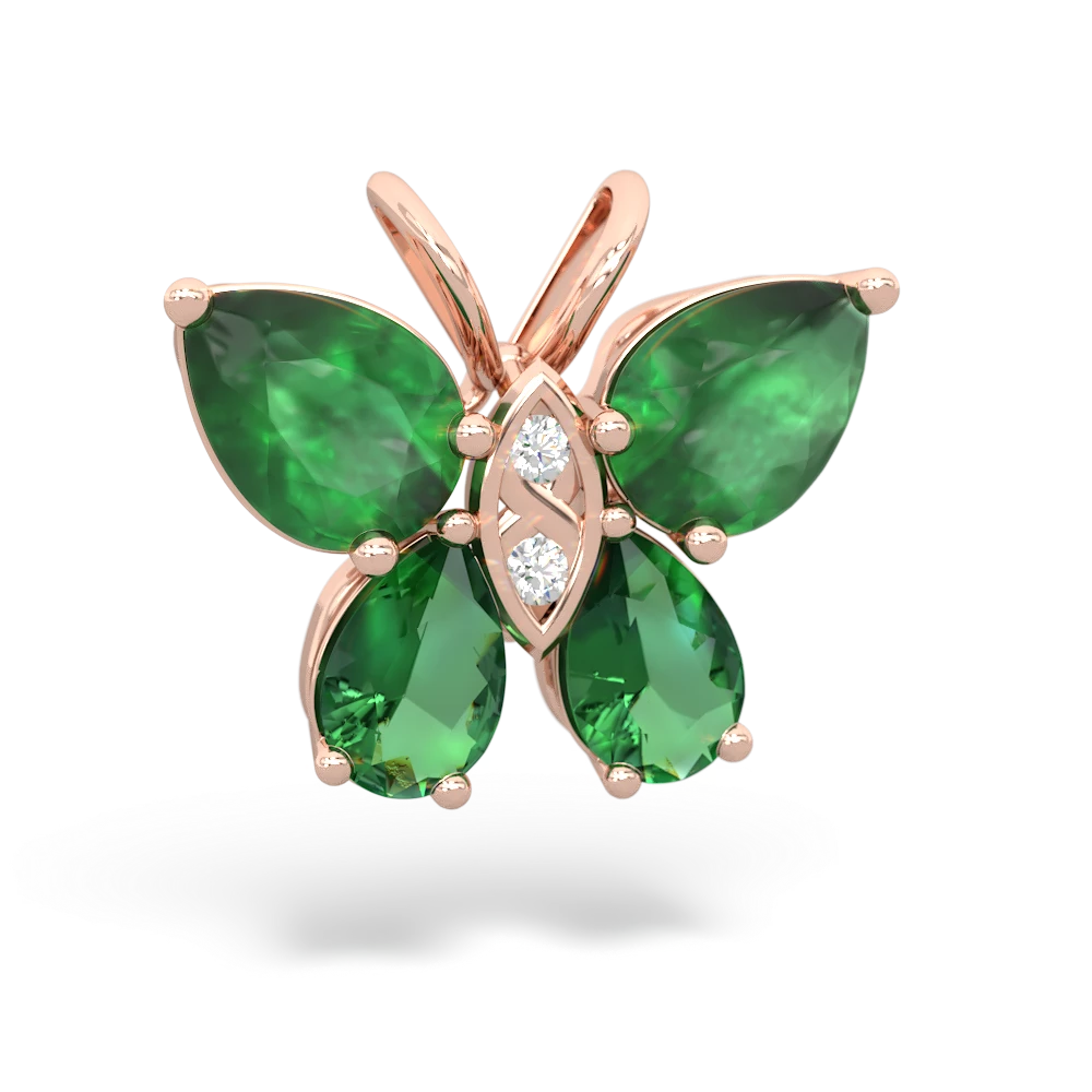 Emerald Butterfly 14K Rose Gold pendant P2215