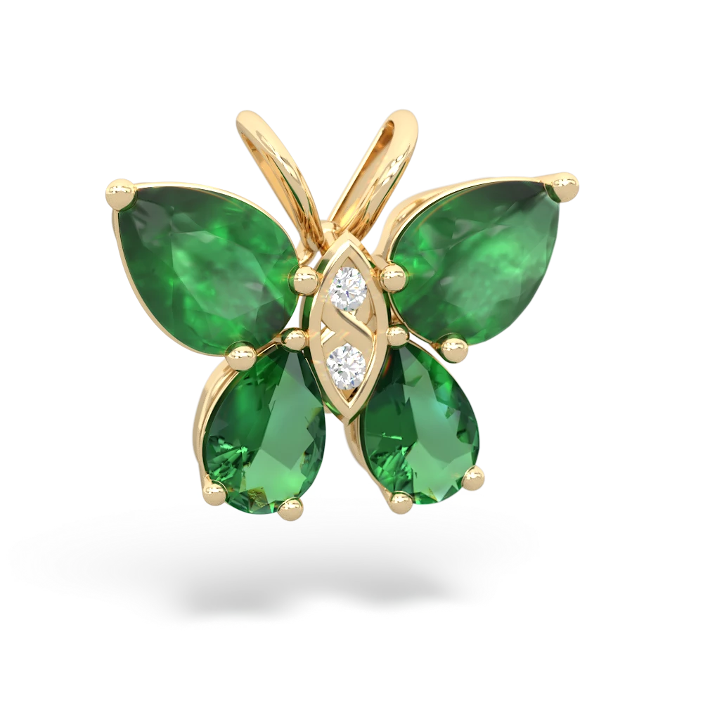 Emerald Butterfly 14K Yellow Gold pendant P2215