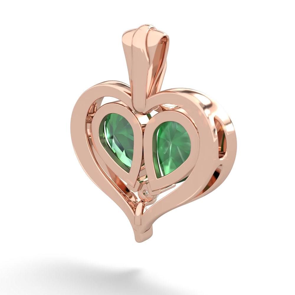 Emerald Two Become One 14K Rose Gold pendant P5330