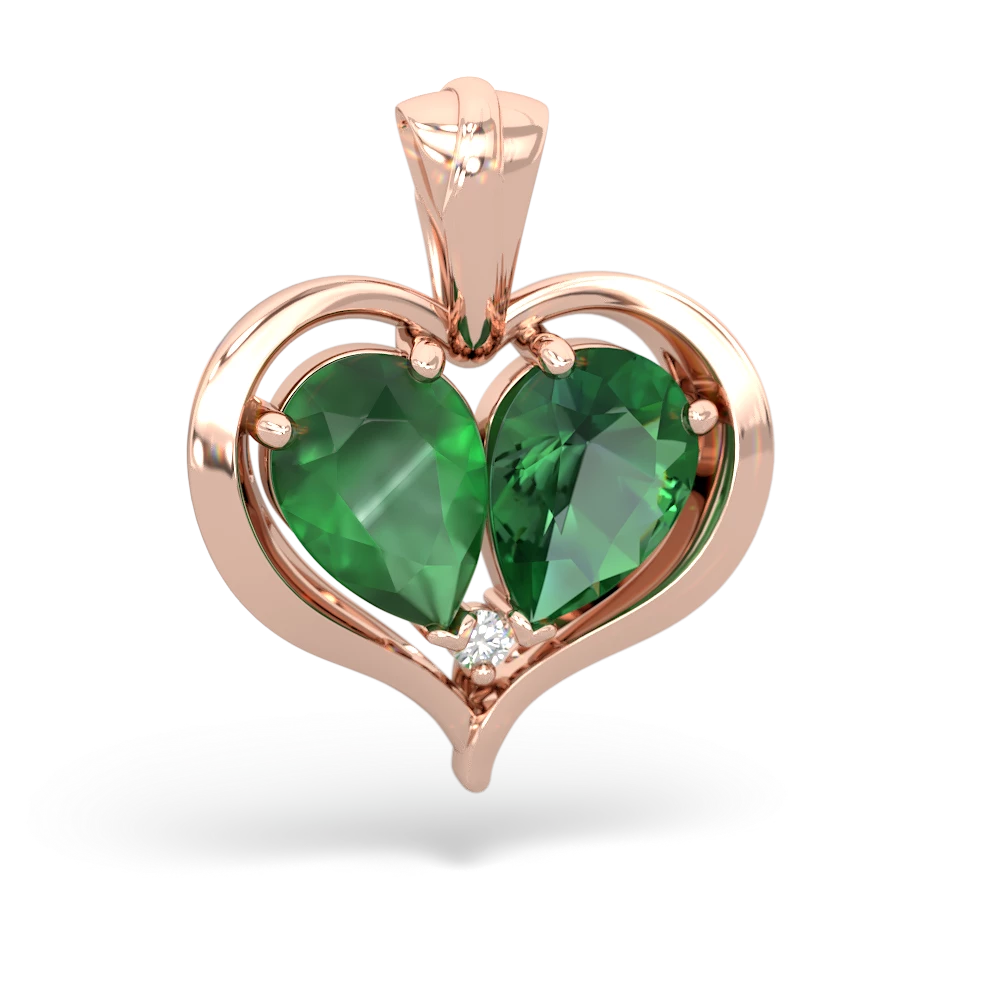 Emerald Two Become One 14K Rose Gold pendant P5330