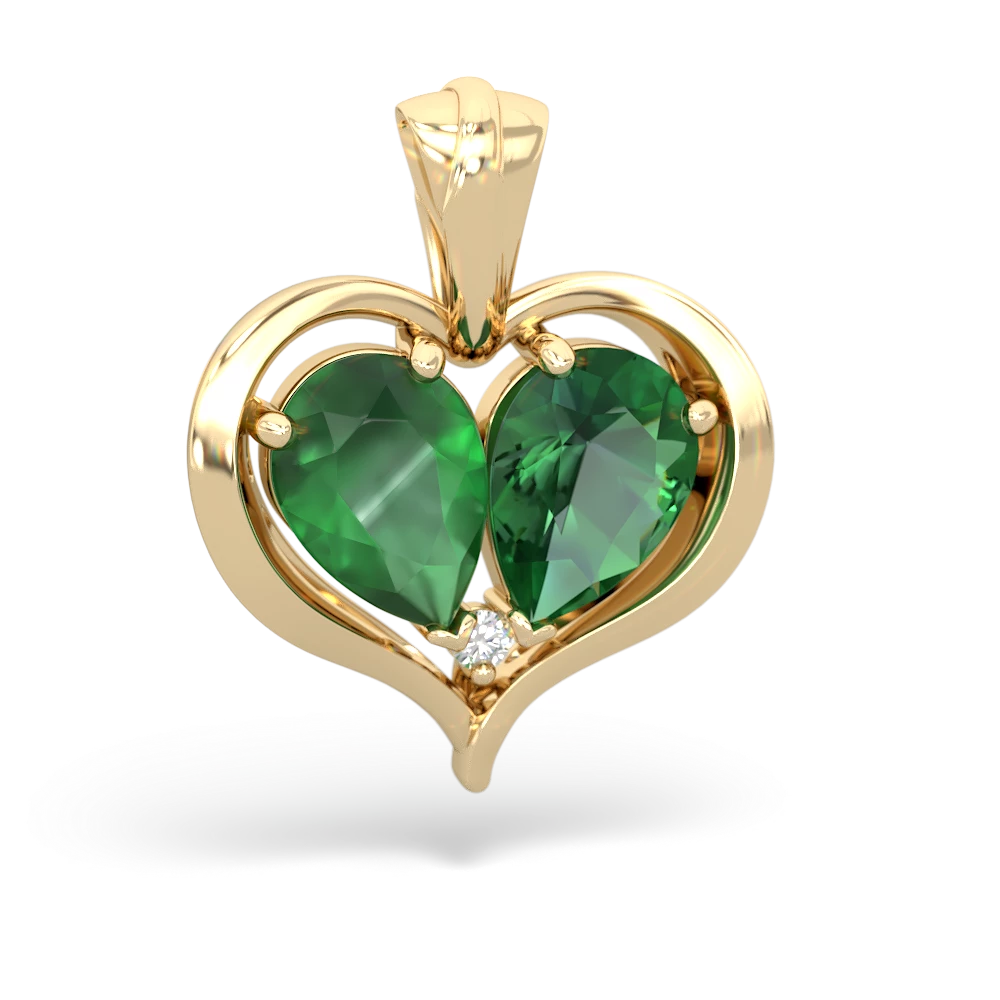 Emerald Two Become One 14K Yellow Gold pendant P5330