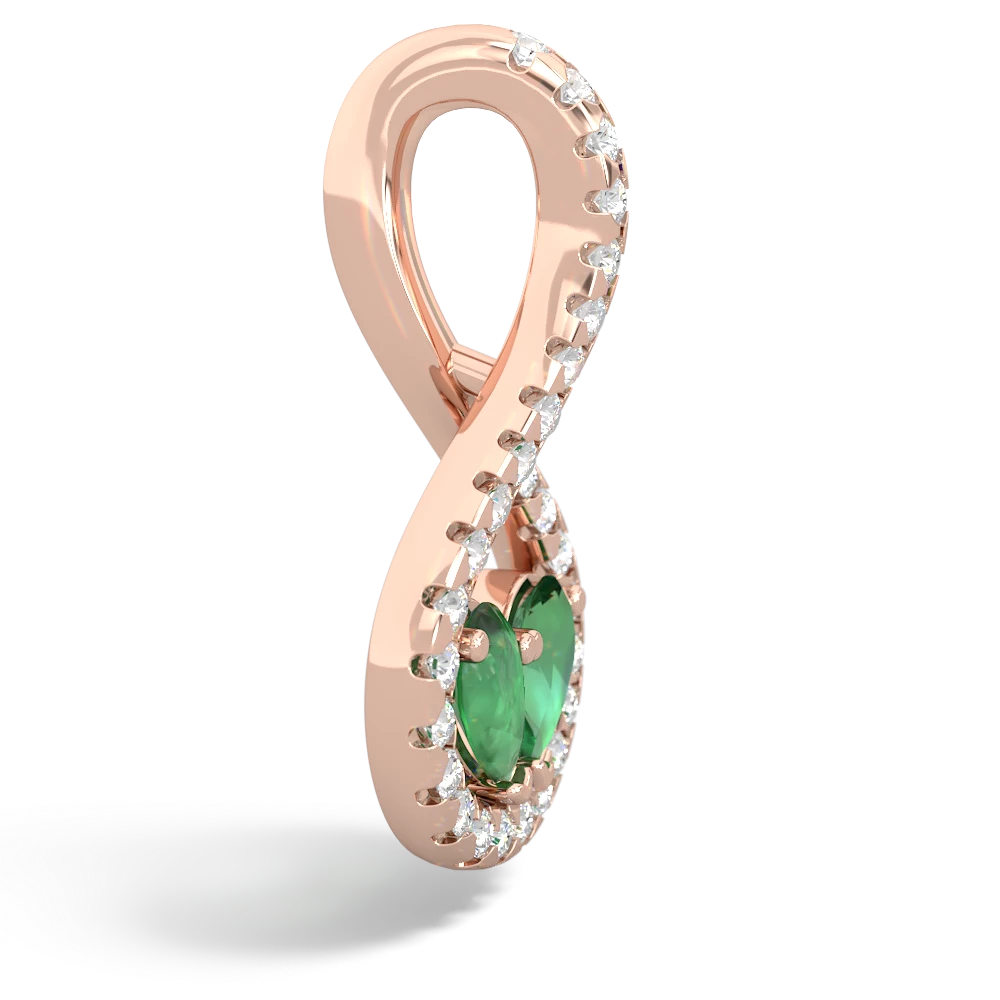 Emerald Pave Twist 'One Heart' 14K Rose Gold pendant P5360