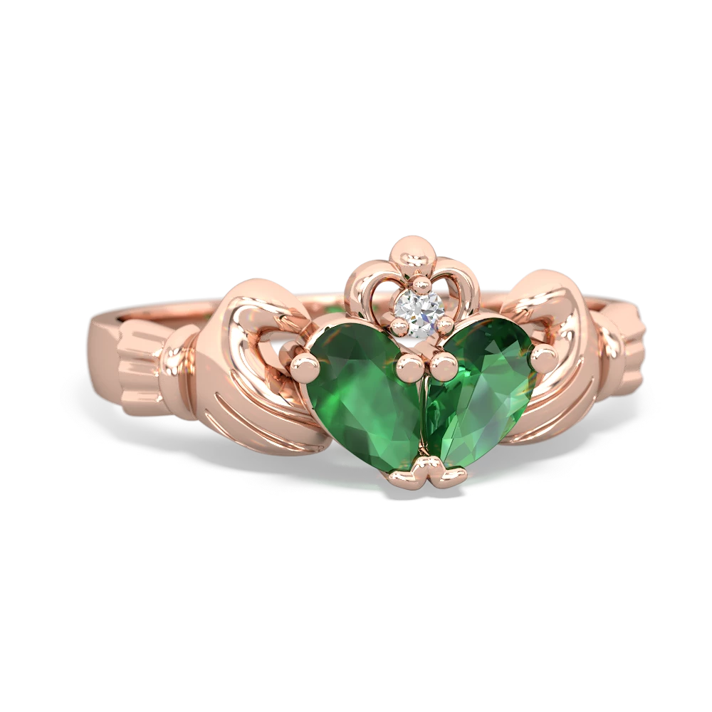 Emerald 'Our Heart' Claddagh 14K Rose Gold ring R2388