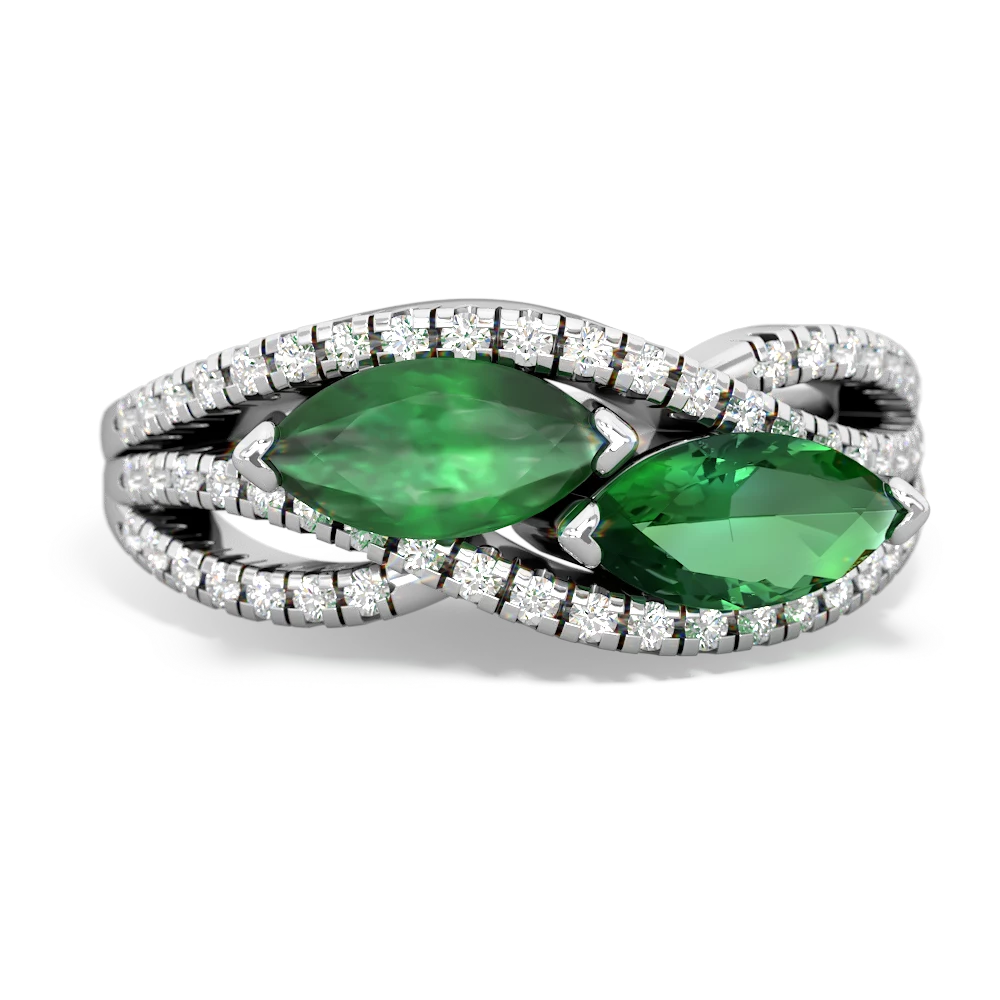 Emerald Diamond Rivers 14K White Gold ring R3070