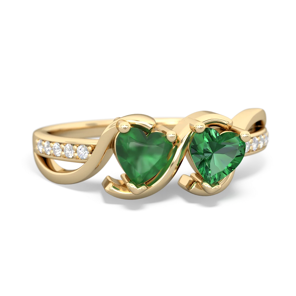 Emerald Side By Side 14K Yellow Gold ring R3090