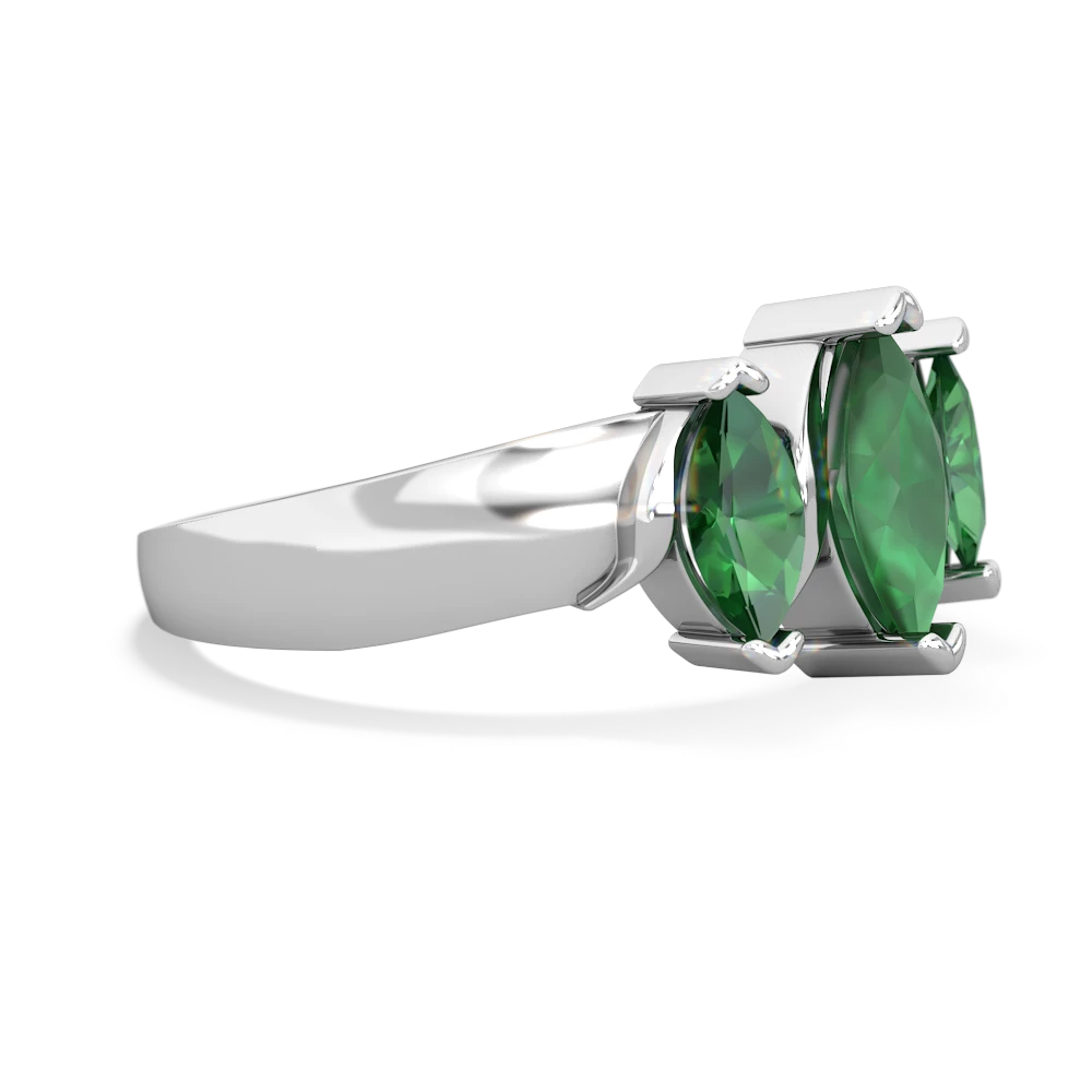 Emerald Three Peeks 14K White Gold ring R2433