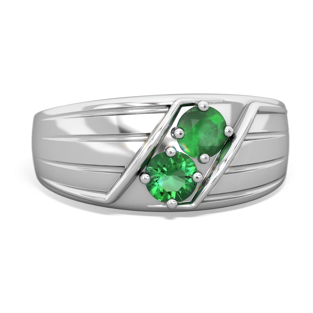 Emerald Men's Streamline 14K White Gold ring R0460