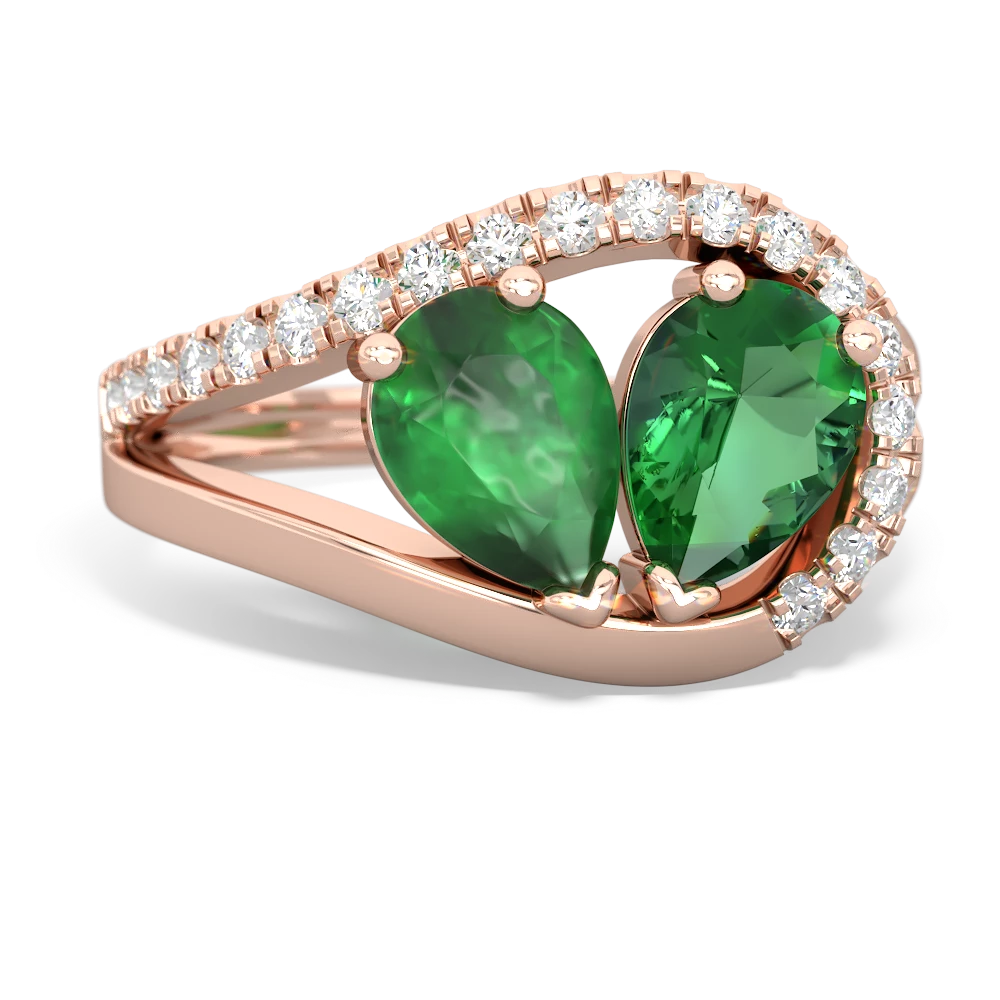 Emerald Nestled Heart Keepsake 14K Rose Gold ring R5650