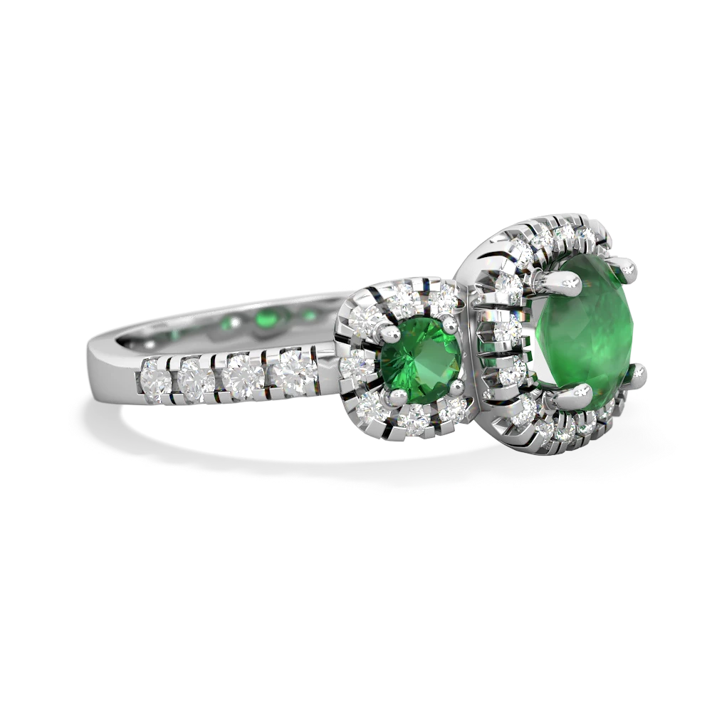 Emerald Regal Halo 14K White Gold ring R5350