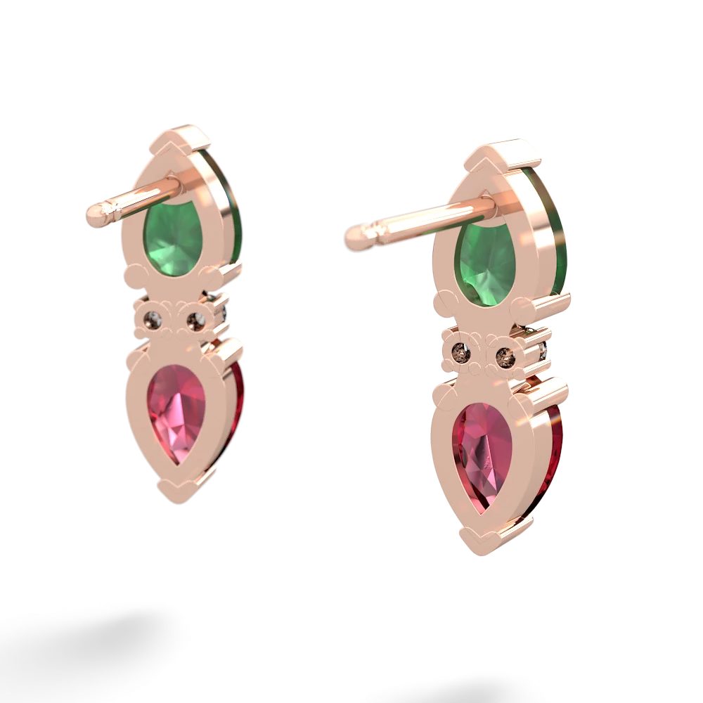 Emerald Bowtie Drop 14K Rose Gold earrings E0865