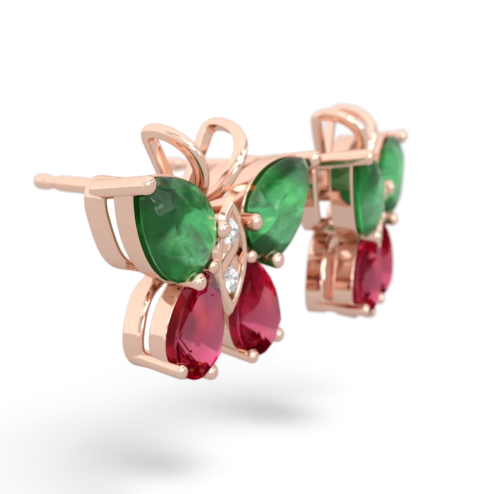 Emerald Butterfly 14K Rose Gold earrings E2215