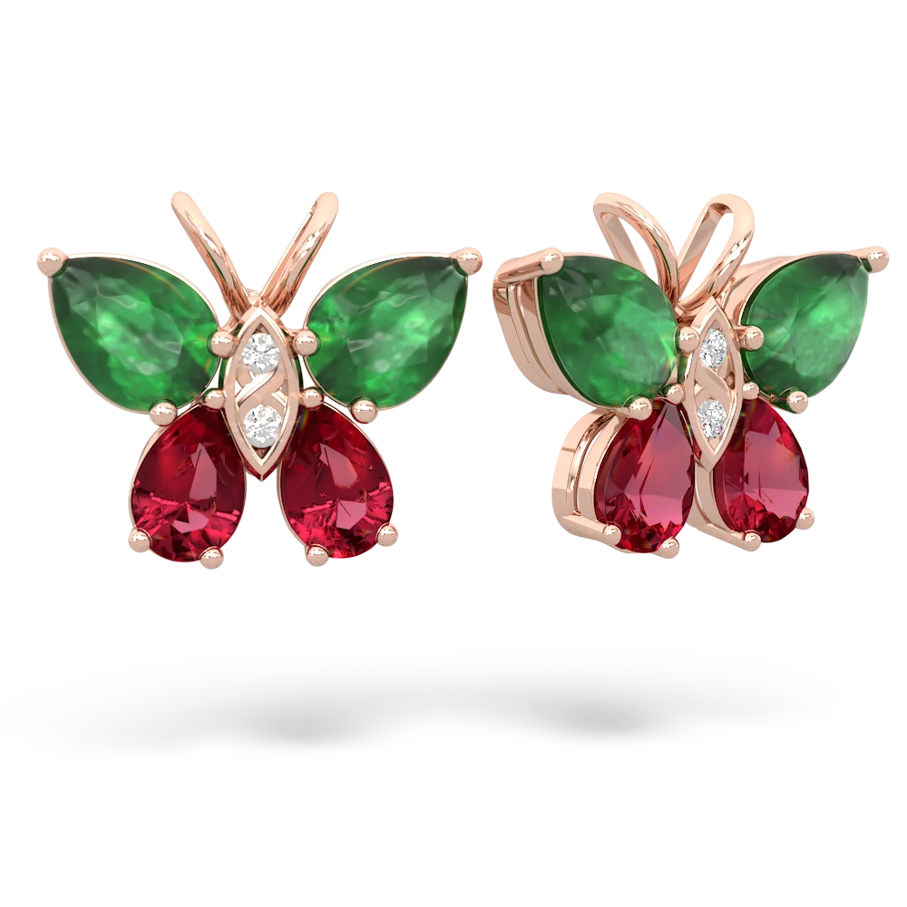 Emerald Butterfly 14K Rose Gold earrings E2215