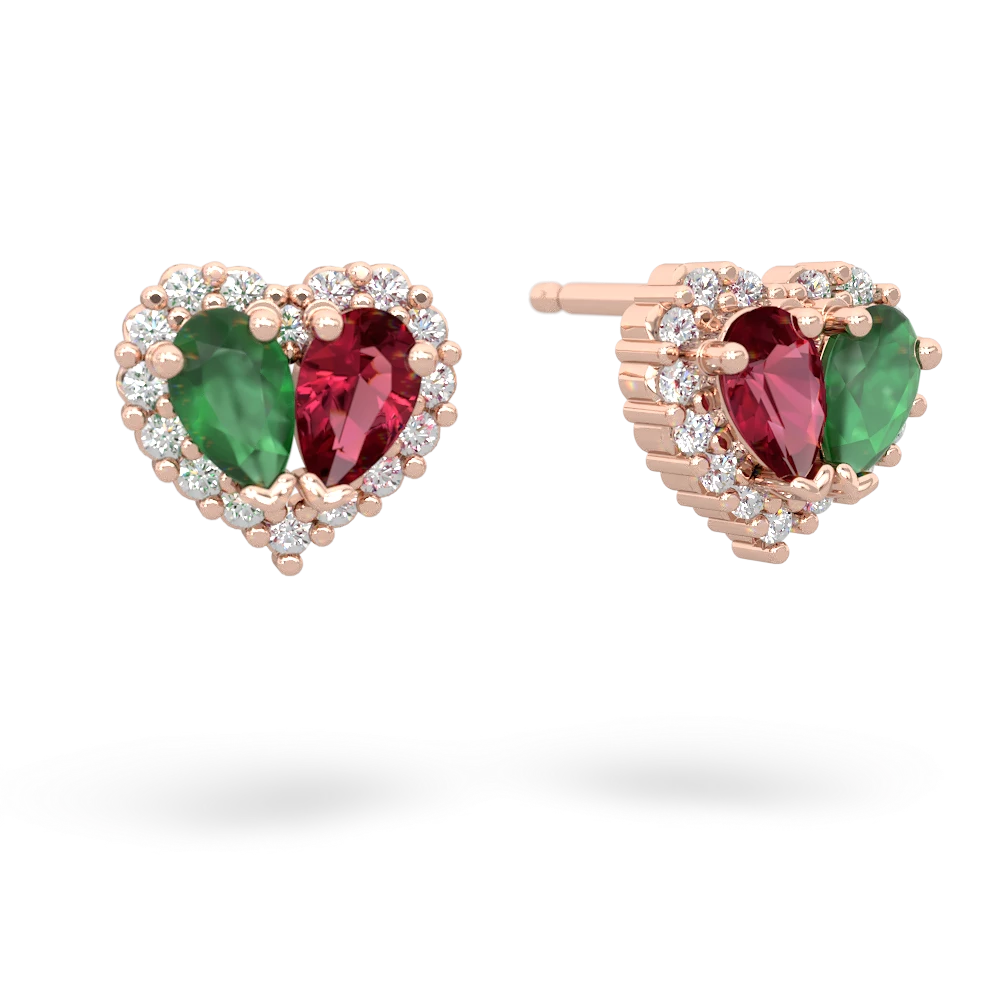 Emerald Halo 14K Rose Gold earrings E7008