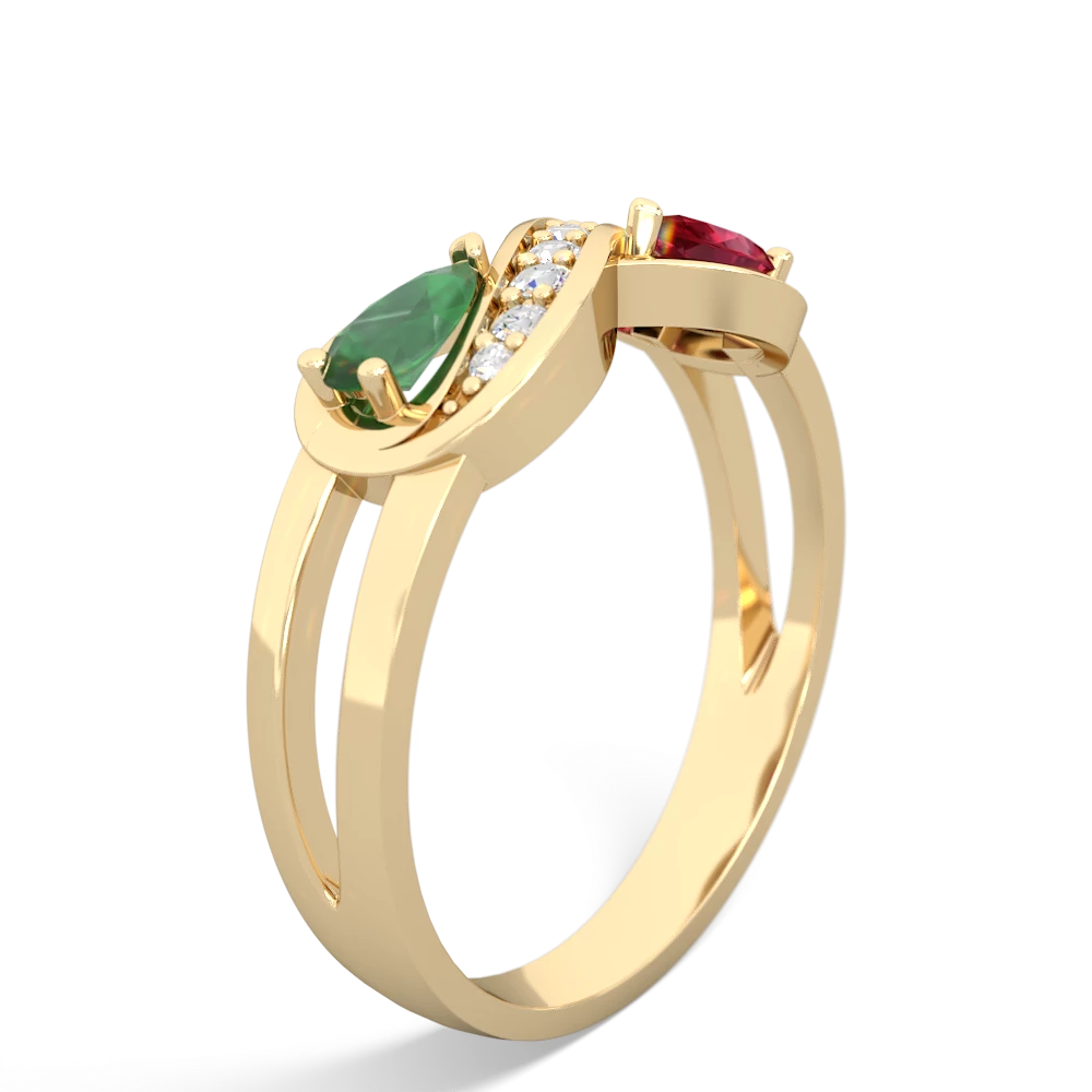 Emerald Diamond Infinity 14K Yellow Gold ring R5390