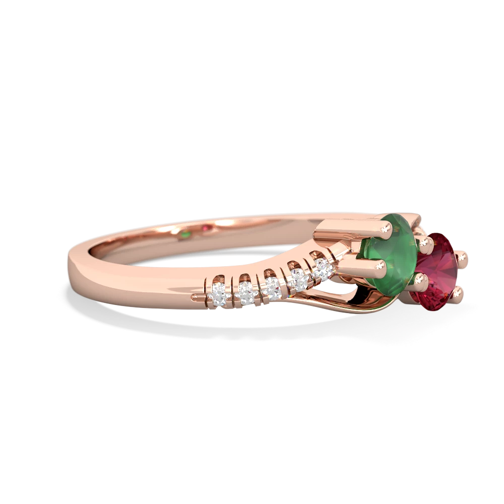 Emerald Infinity Pave Two Stone 14K Rose Gold ring R5285