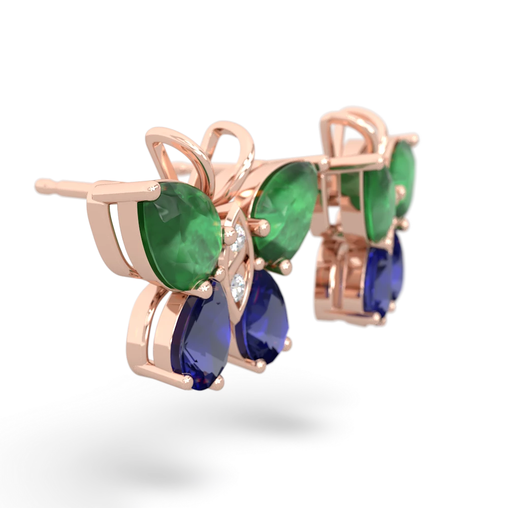 Emerald Butterfly 14K Rose Gold earrings E2215