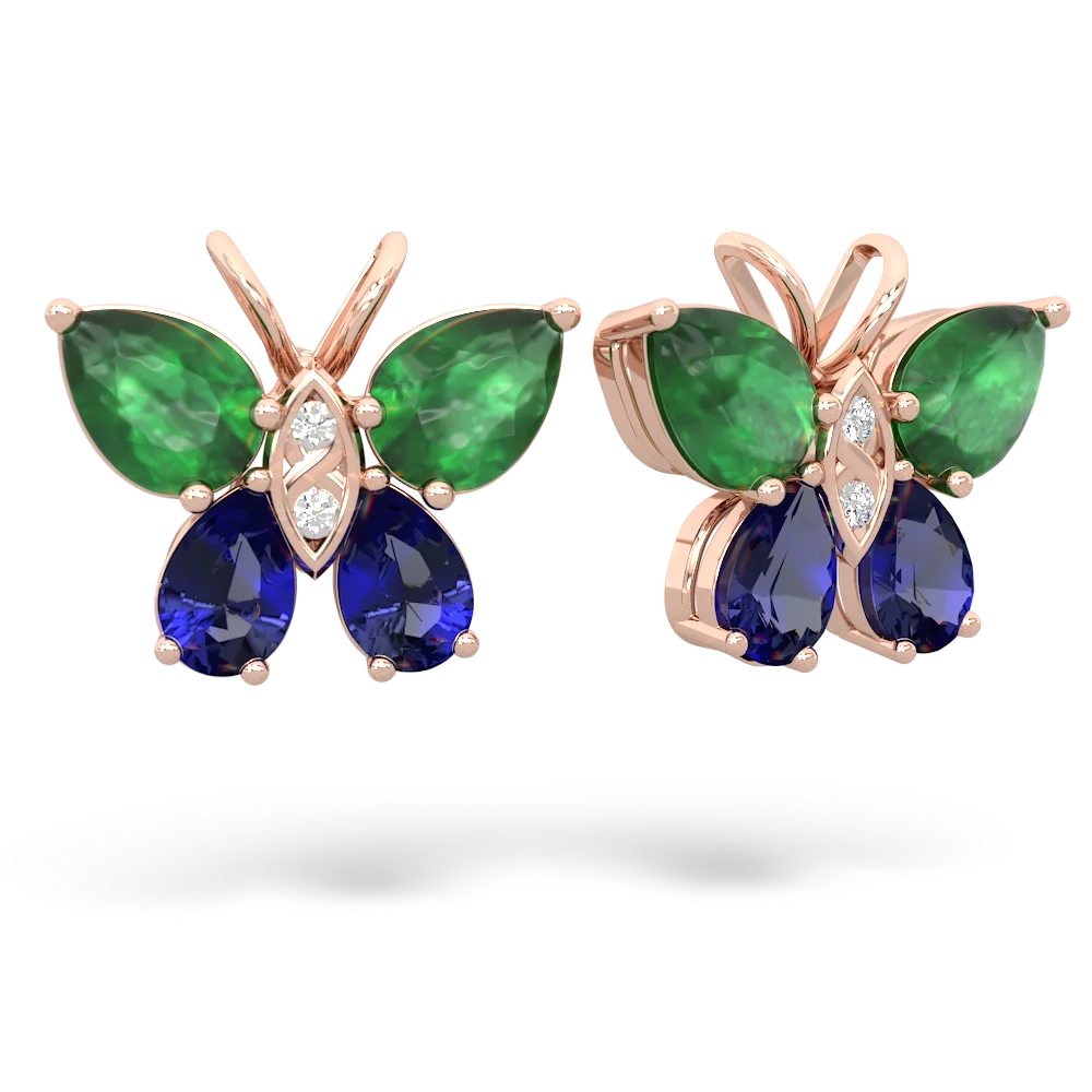 Emerald Butterfly 14K Rose Gold earrings E2215