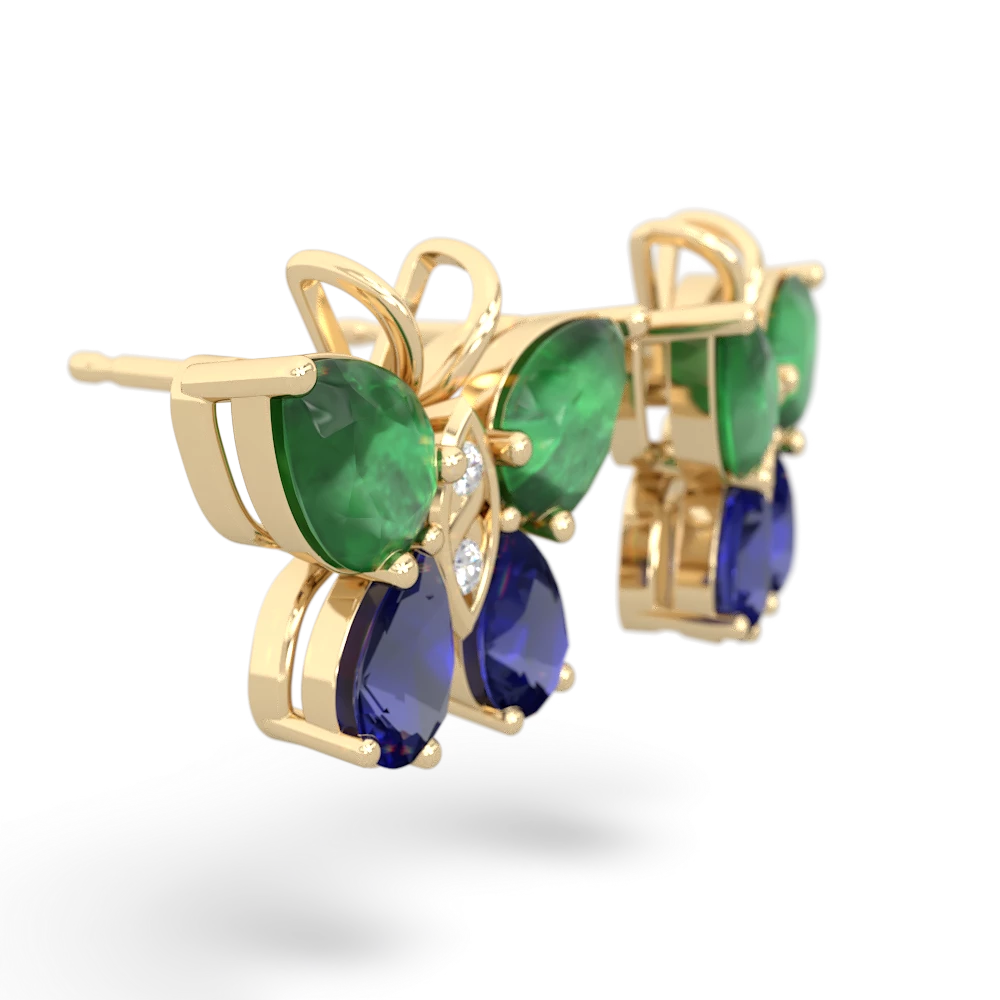 Emerald Butterfly 14K Yellow Gold earrings E2215