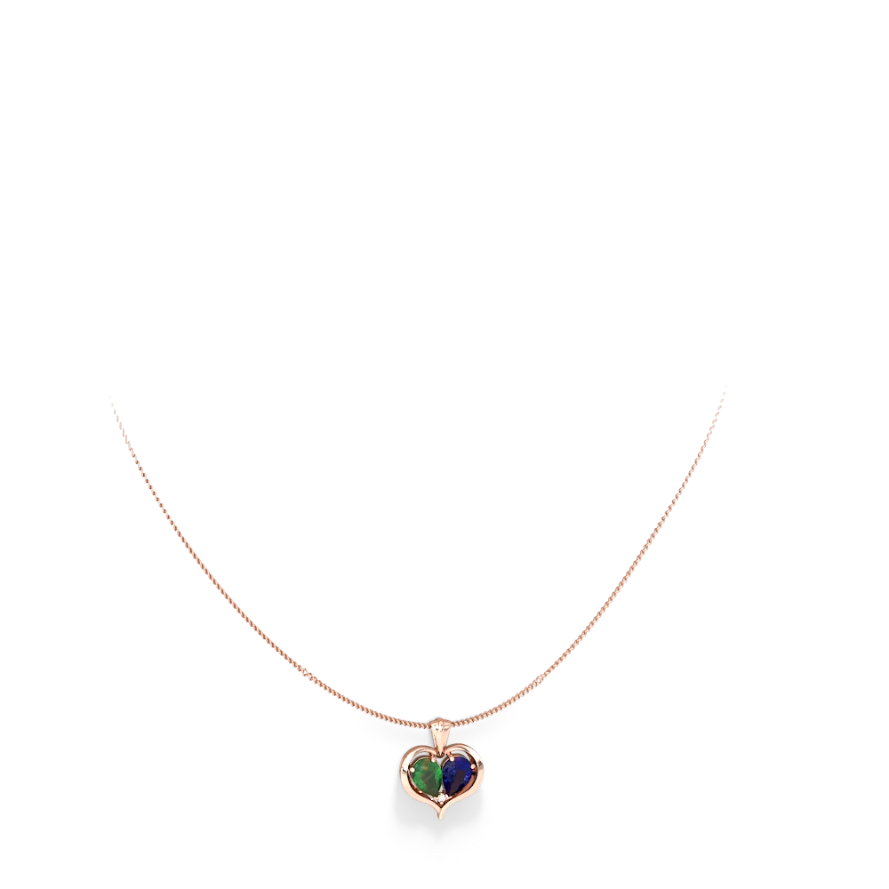 Emerald Two Become One 14K Rose Gold pendant P5330