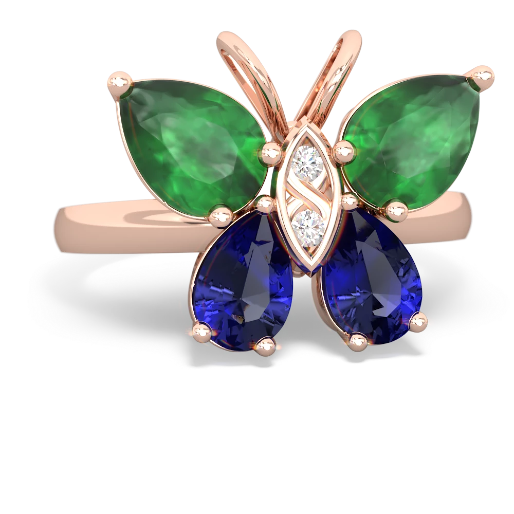 Emerald Butterfly 14K Rose Gold ring R2215