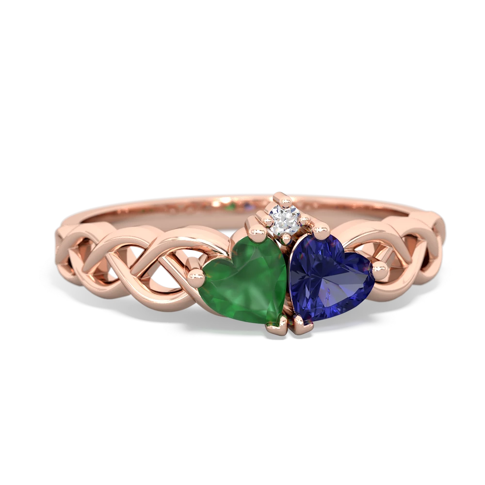 Emerald Heart To Heart Braid 14K Rose Gold ring R5870