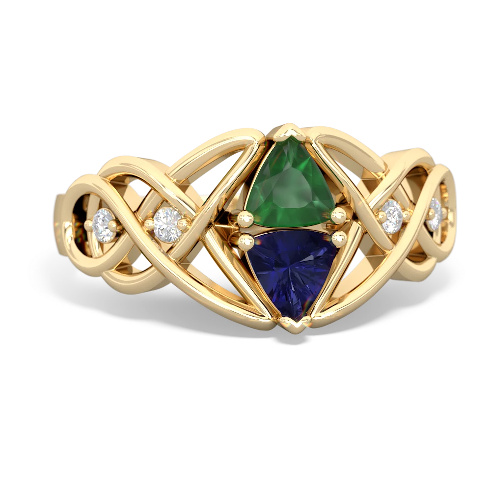 Emerald Keepsake Celtic Knot 14K Yellow Gold ring R5300