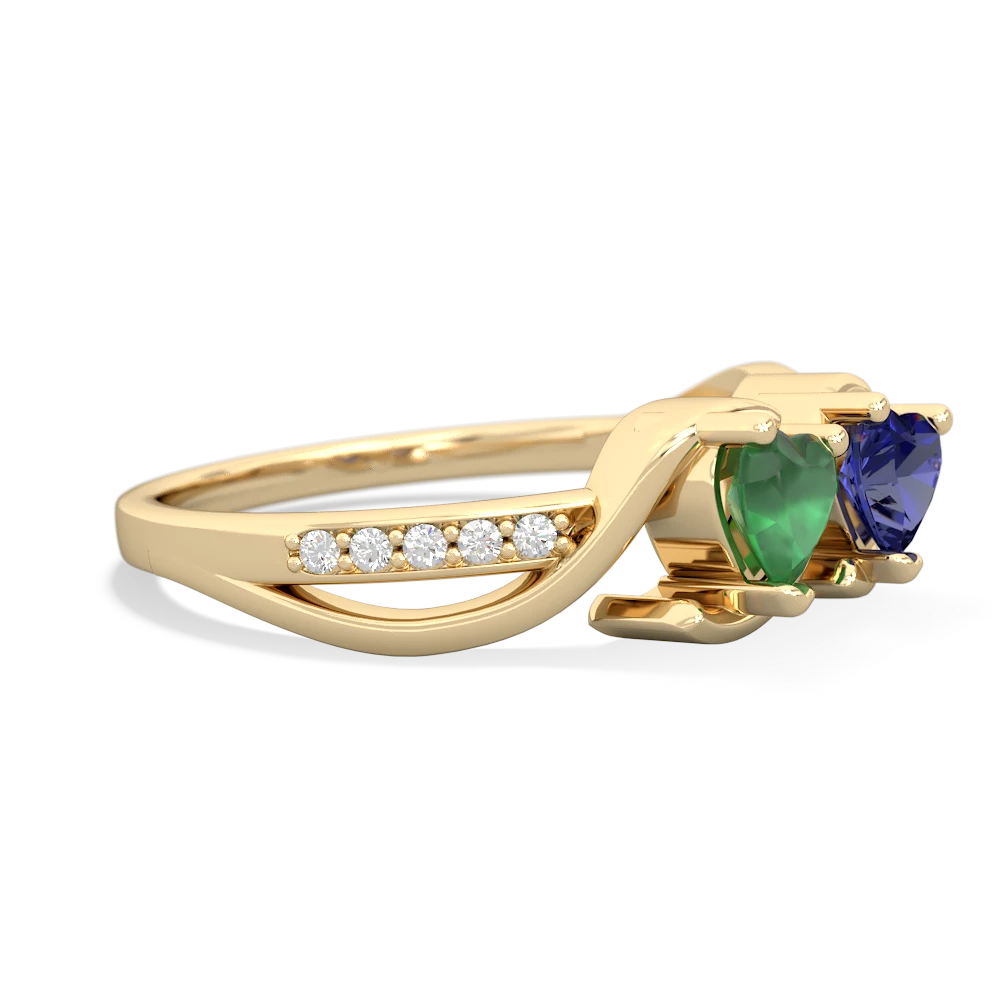 Emerald Side By Side 14K Yellow Gold ring R3090