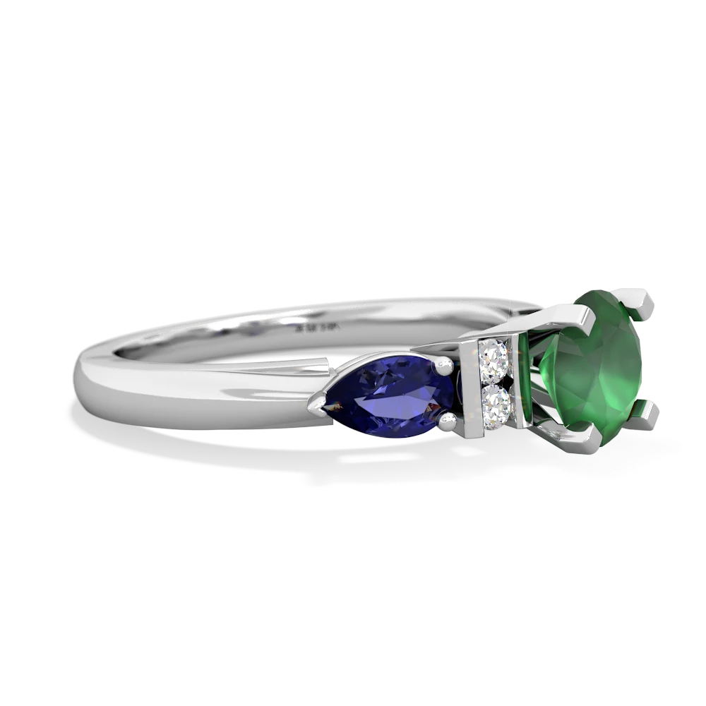 Emerald 6Mm Round Eternal Embrace Engagement 14K White Gold ring R2005