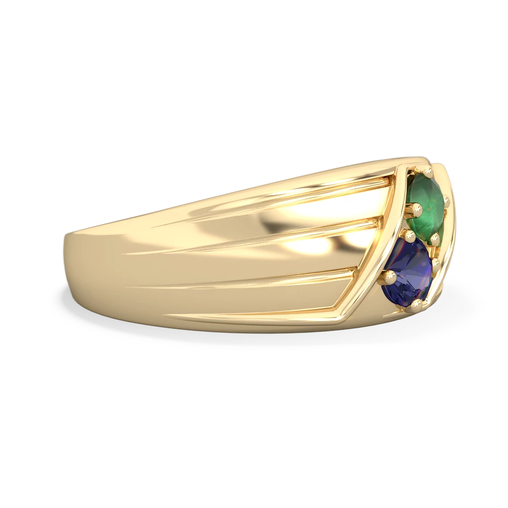 Emerald Men's Streamline 14K Yellow Gold ring R0460