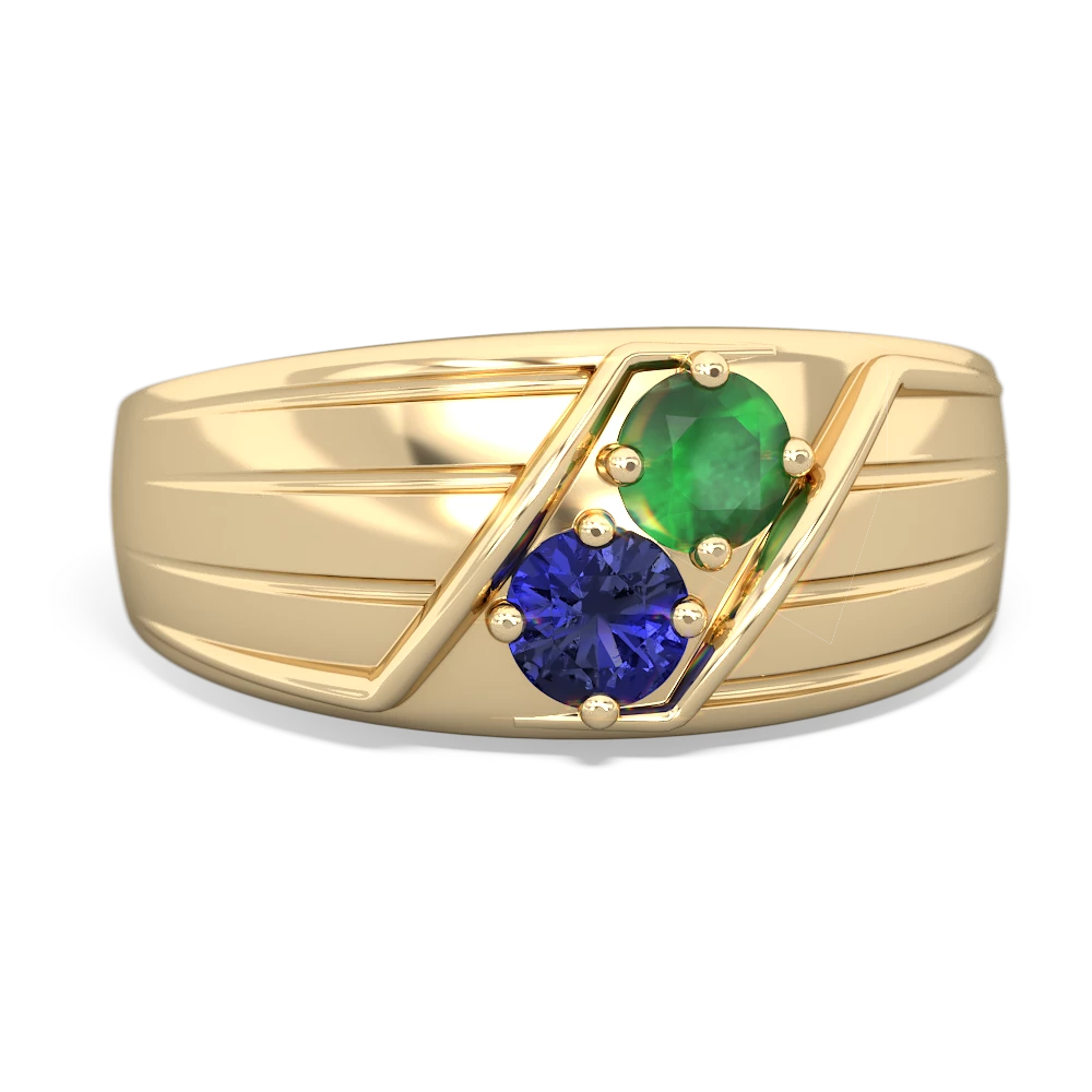 Emerald Men's Streamline 14K Yellow Gold ring R0460