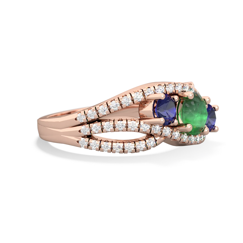 Emerald Three Stone Aurora 14K Rose Gold ring R3080