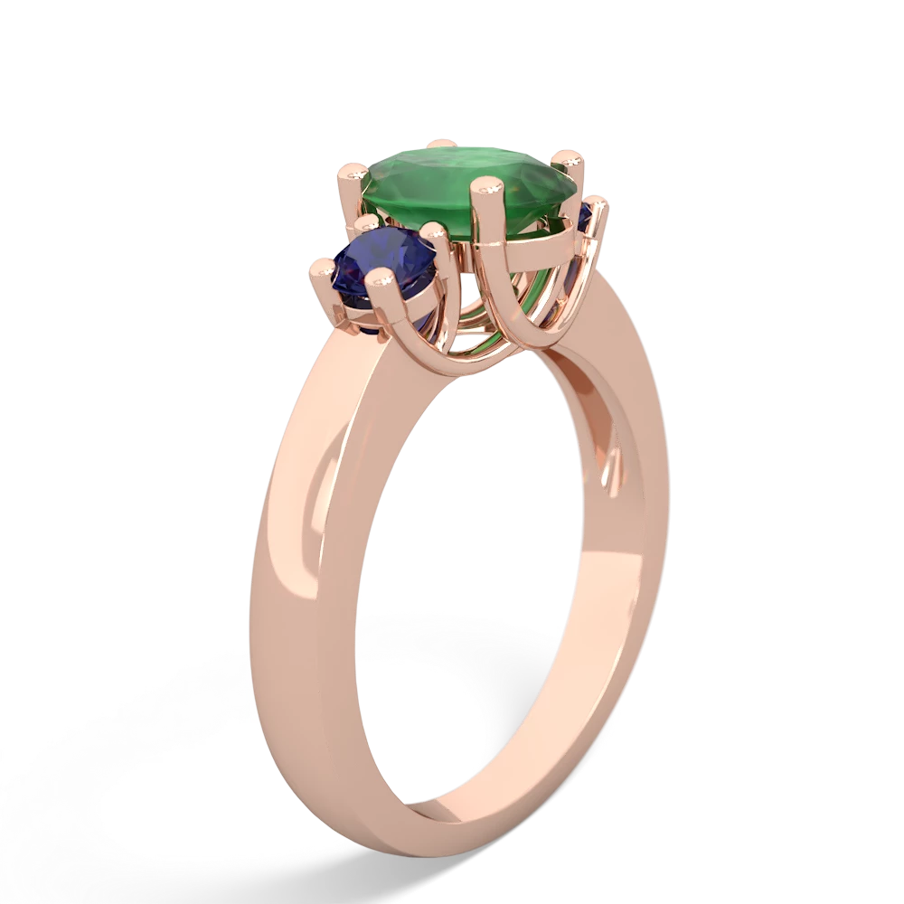 Emerald Three Stone Oval Trellis 14K Rose Gold ring R4024