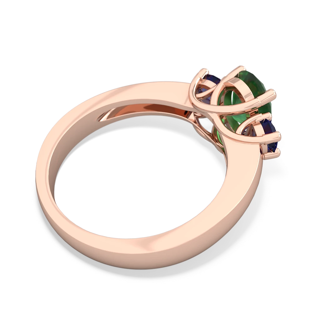 Emerald Three Stone Oval Trellis 14K Rose Gold ring R4024