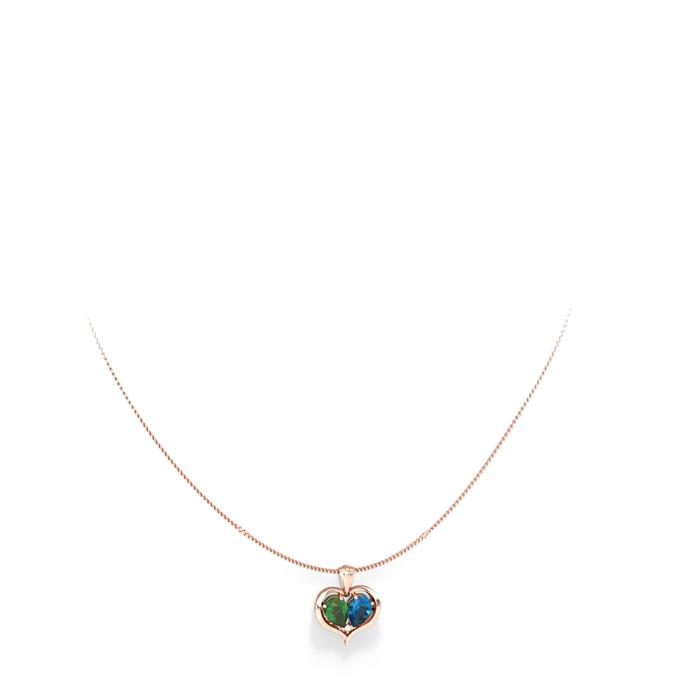 Emerald Two Become One 14K Rose Gold pendant P5330