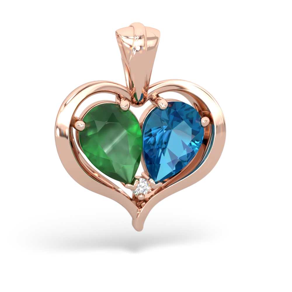 Emerald Two Become One 14K Rose Gold pendant P5330