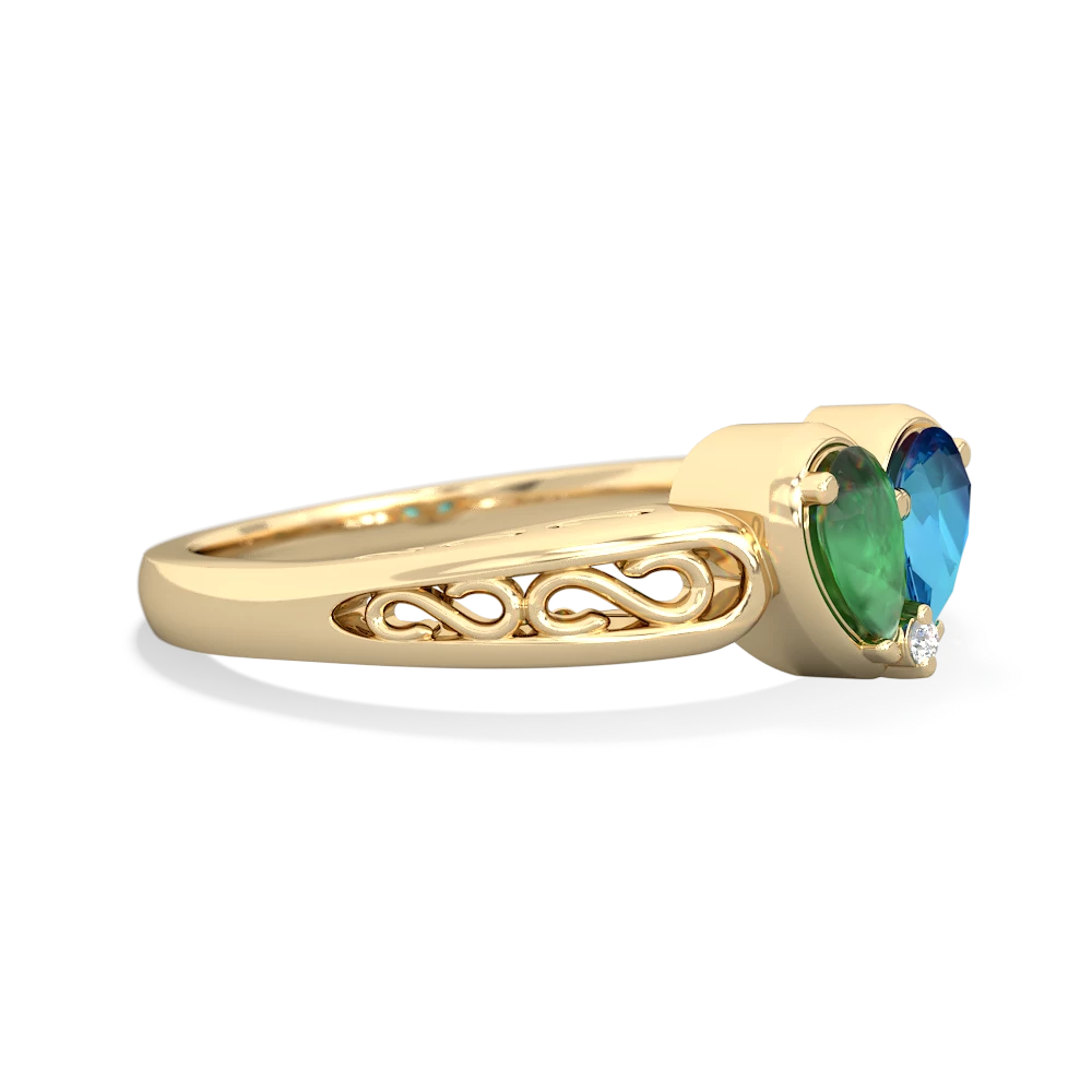 Emerald Filligree 'One Heart' 14K Yellow Gold ring R5070