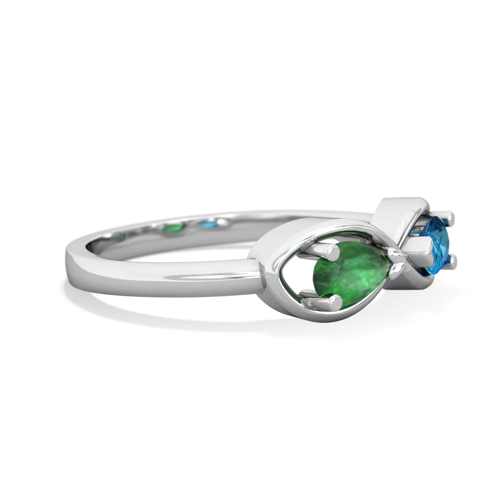 Emerald Infinity 14K White Gold ring R5050