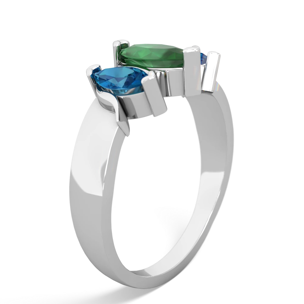 Emerald Three Peeks 14K White Gold ring R2433