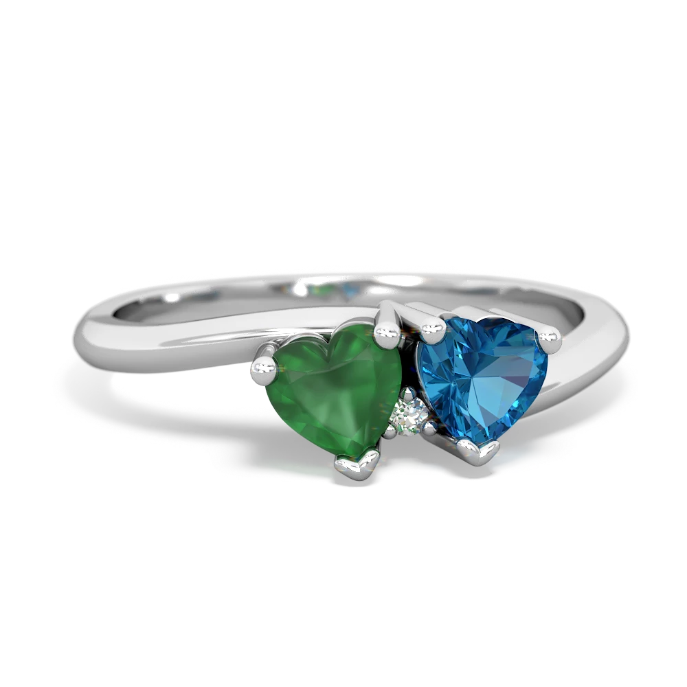 Emerald Sweethearts 14K White Gold ring R5260