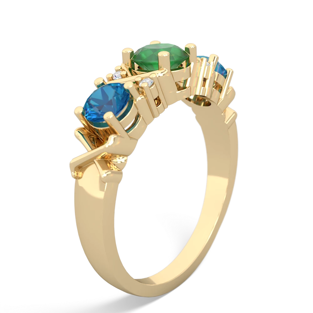 Emerald Hugs And Kisses 14K Yellow Gold ring R5016