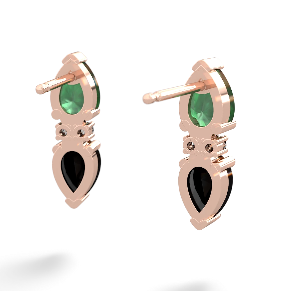 Emerald Bowtie Drop 14K Rose Gold earrings E0865